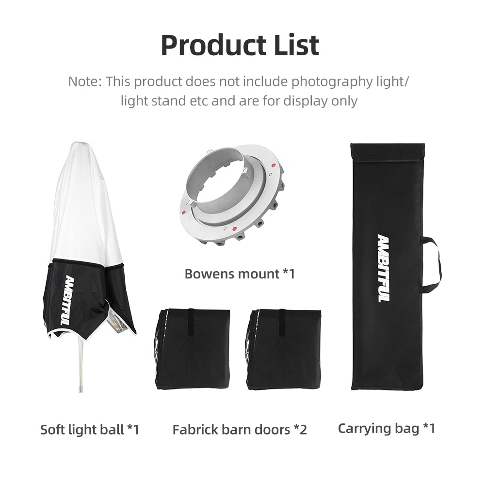 AMBITFUL 60cm Collapsible Sphere Softbox Paper Lantern Ball Shape Globe Diffuser for Bowens Elinchrom Prodoto Mount Studio Flash