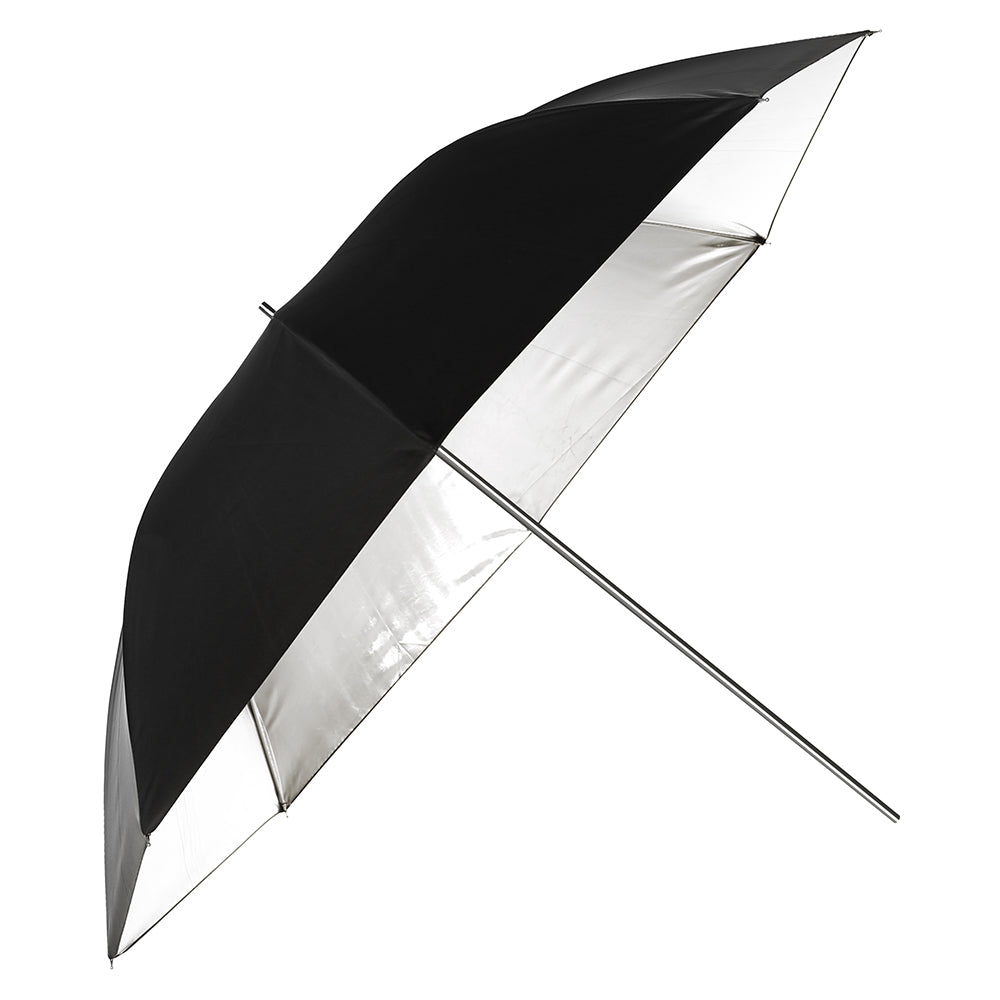 AMBITFUL 34" 86cm Black Silver Reflector Reflective Umbrella Stainless Steel Metal Bracket with Carry Bag for Photography Studio