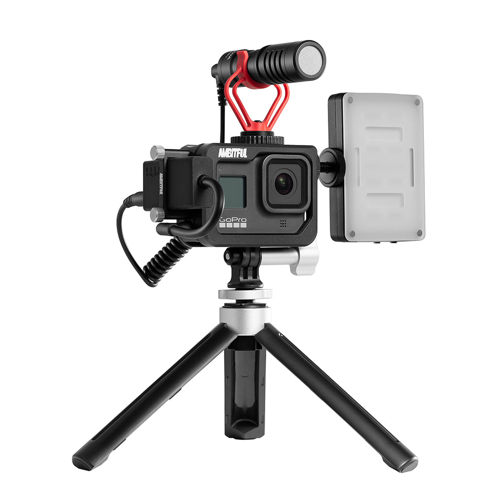 AMBITFUL Metal Vlog Case Cage for Gopro Hero 8 Extend Cold Shoe Mount for Microphone LED Light