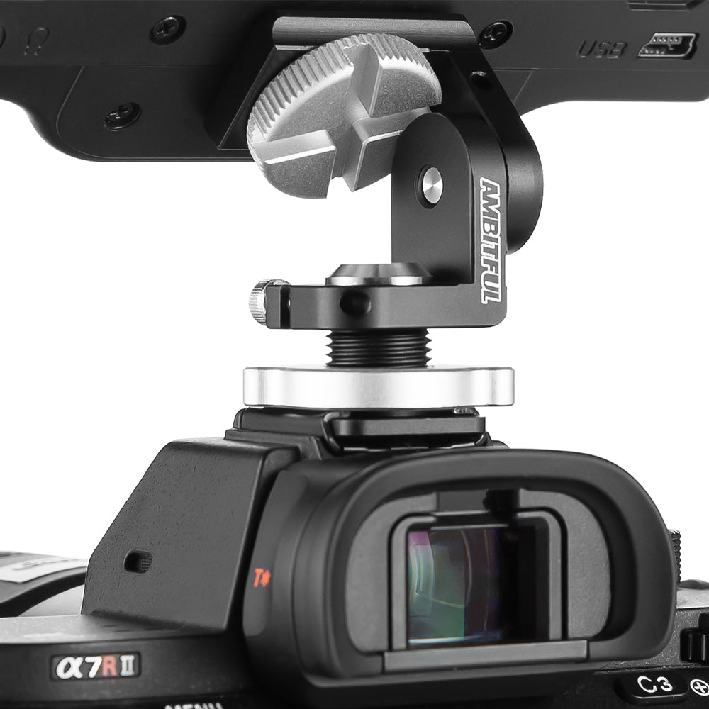AMBITFUL protable 360 Paranomic Hot Shoe ballhead Monitor Base Mount Bracket Holder Universal for DSLR Cameras LED Video Lights
