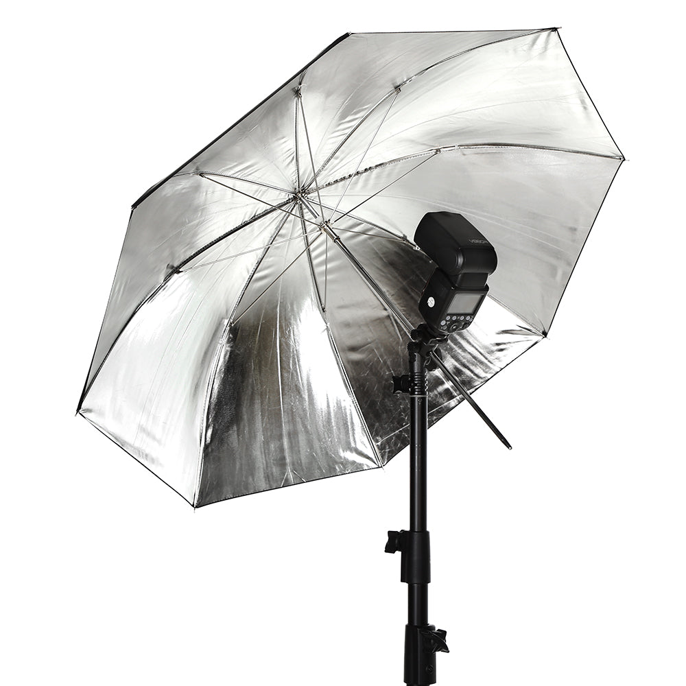 AMBITFUL 34" 86cm Black Silver Reflector Reflective Umbrella Stainless Steel Metal Bracket with Carry Bag for Photography Studio