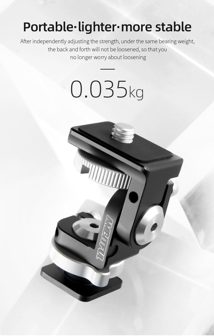 AMBITFUL protable 360 Paranomic Hot Shoe ballhead Monitor Base Mount Bracket Holder Universal for DSLR Cameras LED Video Lights