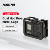 AMBITFUL Metal Vlog Case Cage for Gopro Hero 8 Extend Cold Shoe Mount for Microphone LED Light