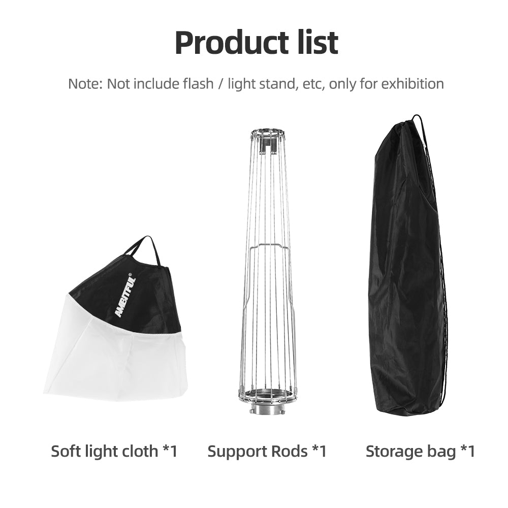 AMBITFUL 65cm 25.6" Lantern Foldable Quick-install Portable Round Shape Softbox Light for Bowens Profoto Elinchrom Studio Flash