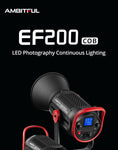 AMBITFUL EF200 COB 200W LED Video Light 5600K LED Continuous Lighting ,CRI 95+,TLCI 97+,Built-in APP ,79000lux@ 1m, Bowens Mount