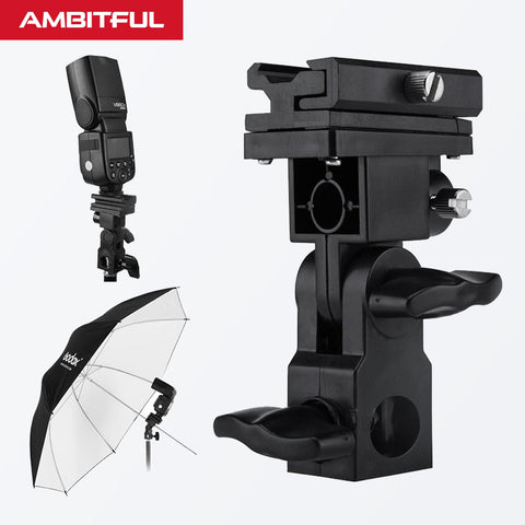 B Type Flash Hot Shoe Adapter Trigger Umbrella Holder Swivel Light Stand Bracket