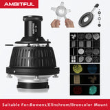 AMBITFUL AL-16 Focalize Conical Snoot Optical Condenser Art Special Effects Shaped Beam Light Cylinder with Shape and Color Gel focusing rod