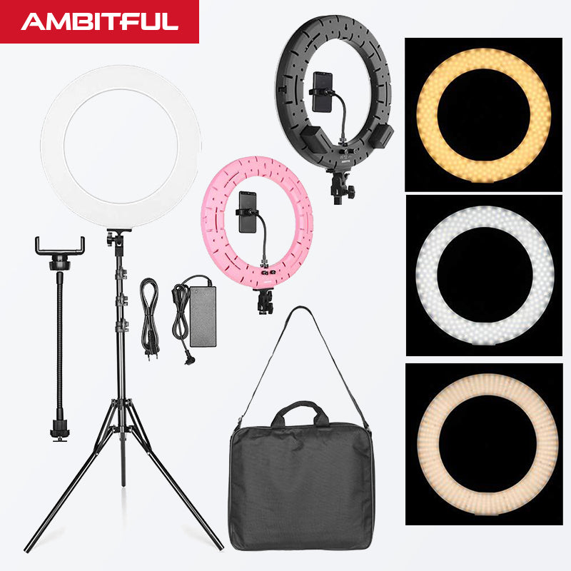 AMBITFUL RL-480 18'' 45cm Dimmable LED Ring Light Lamp 60Ws 3000~6000K 480 LED with Light Stand for Photo Video Lighting Kit