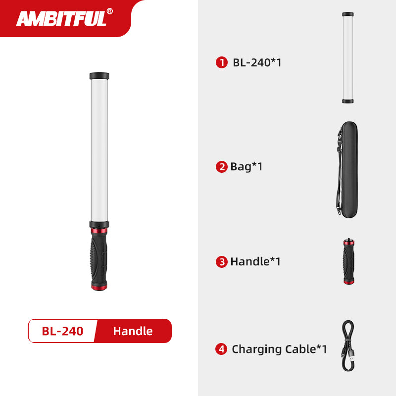AMBITFUL BL-240 Pavo Tube Light RGB Color Photography Light Handheld Light Stick Remote Control for Photos Video Movie Vlog