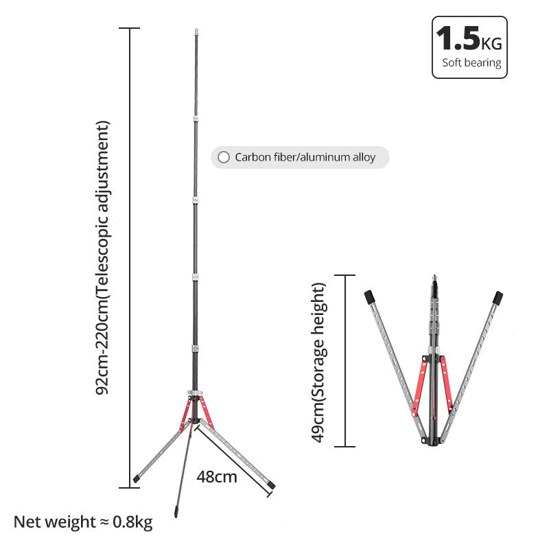 Carbon Fiber Bracket Camera Tripod With 1/4 Screw Head Light Stand for LED Video Light Studio Softbox Flash Umbrellas Reflector