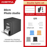 AMBITFUL 40cm 60cm 80cm LED Photo Studio LightBox Adjustable Brightness Luces Led Light Softbox with 5 Color Background Paper