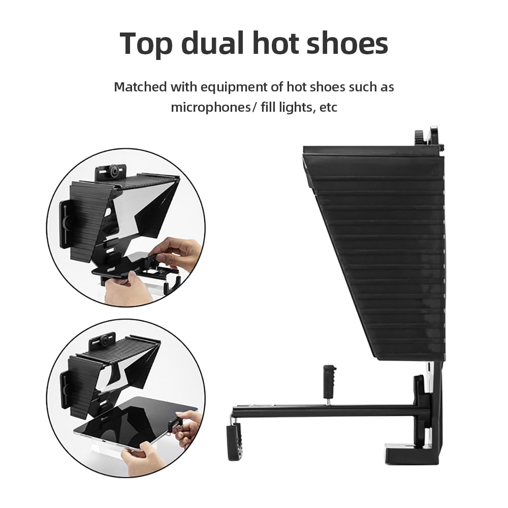 Teleprompter for 12 inch iPad Mini Tablet Phones Prompting Prompter Reader for Mobile DSLR Camera Live Recording