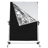 Pro Studio Solutions Adjustable Direction 150x200cm Collapsible Sun Scrim, Diffuse & Silver Black Reflector Kit with Wheel