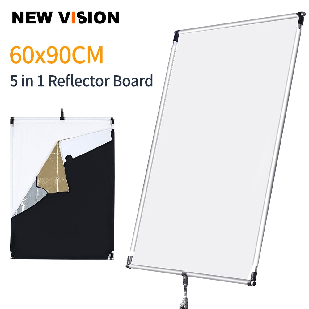 60 x 90cm 27in * 35in Sun Scrim Large 5in1 Black Silver Gold White Diffuser Reflector Aluminum Alloy Frame for Photography