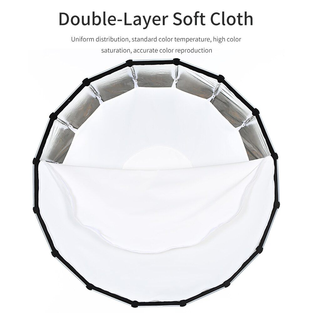AMBITFUL P90 90CM Quickly Release Parabolic Deep Softbox + Honeycomb Grid for Bowens Profoto Elinchrom Mount Studio Flash