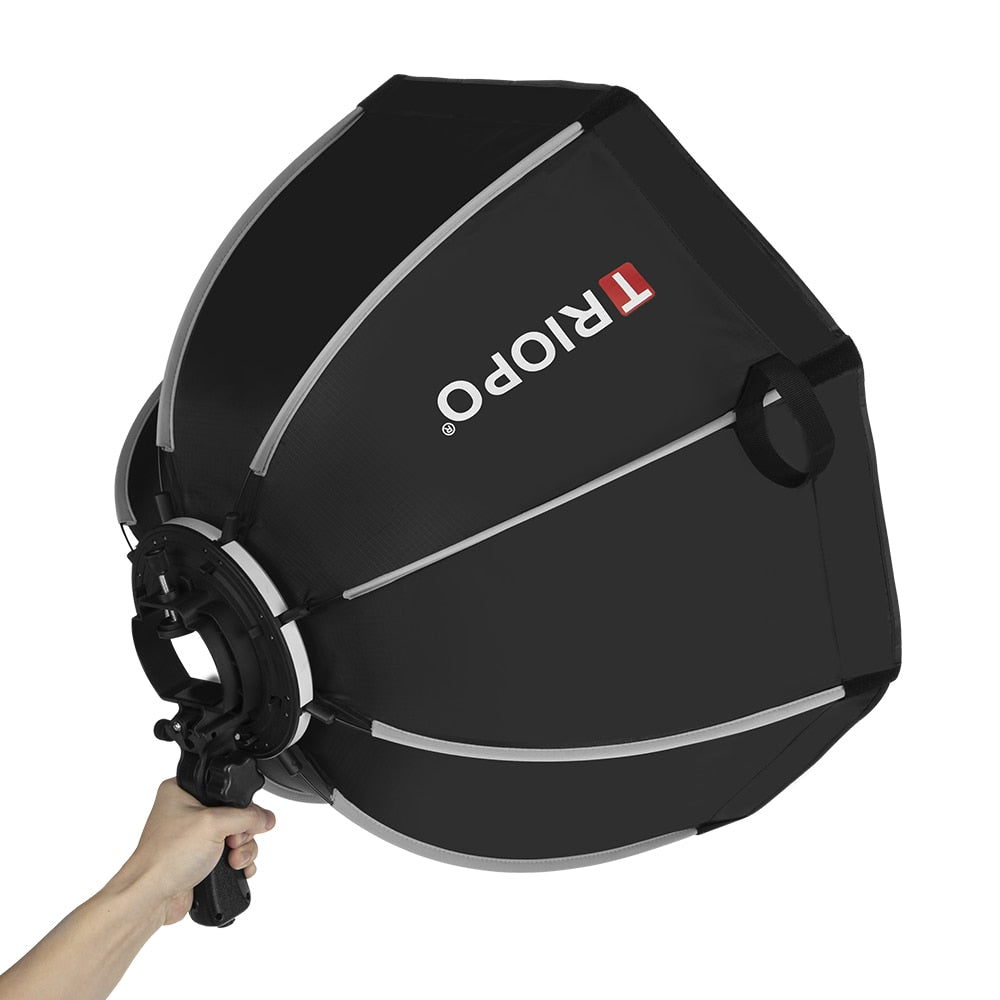 TRIOPO 55cm 65cm 90cm 120cm Foldable Octagon Softbox Bracket Mount Soft box Handle for Godox Yongnuo Speedlite Flash Light