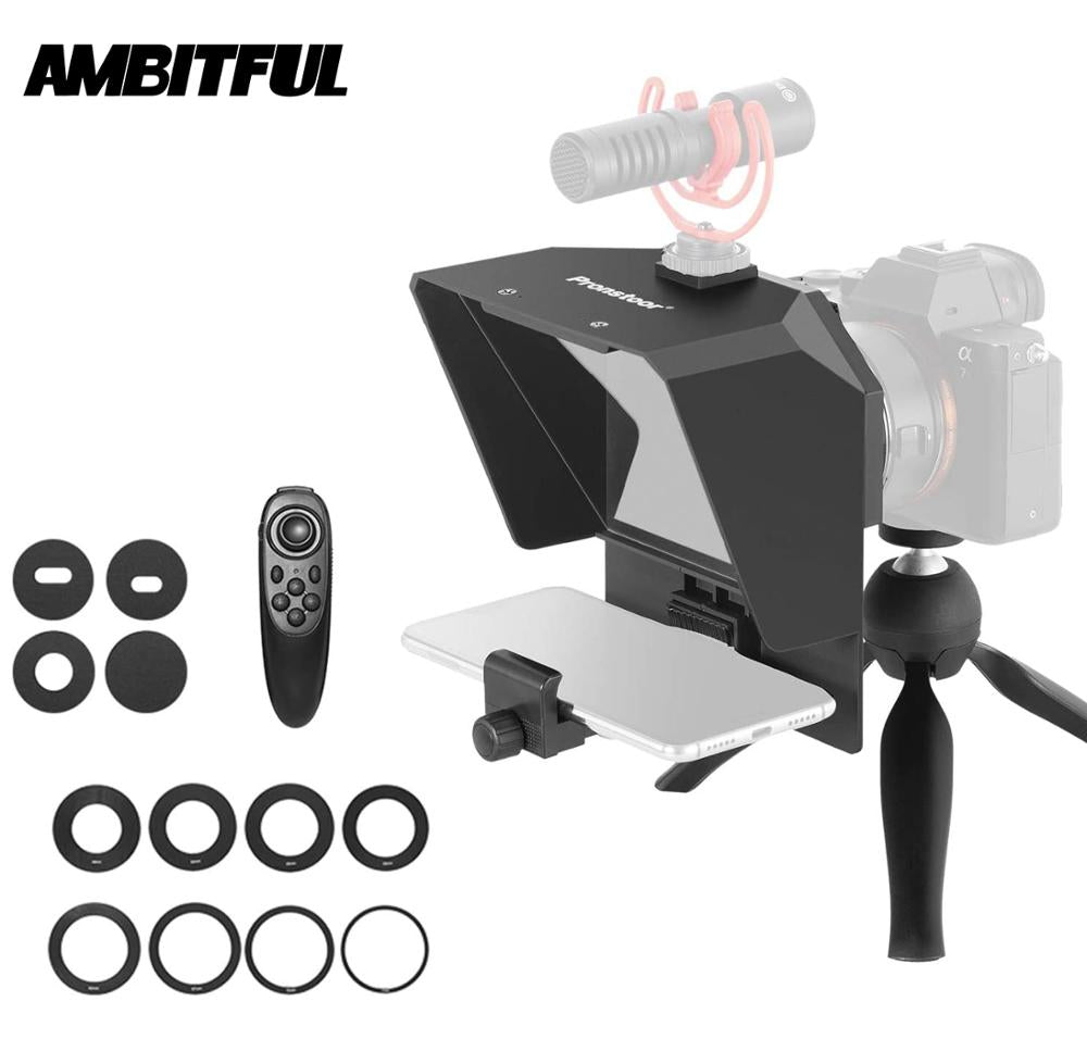 Mini Teleprompter Portable Inscriber Mobile Teleprompter Artifact Video With Remote Control for  Phone and DSLR Recording
