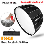 AMBITFUL P90 90CM Quickly Release Parabolic Deep Softbox + Honeycomb Grid for Bowens Profoto Elinchrom Mount Studio Flash