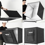 AMBITFUL 40cm 60cm 80cm LED Photo Studio LightBox Adjustable Brightness Luces Led Light Softbox with 5 Color Background Paper