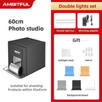 AMBITFUL 40cm 60cm 80cm LED Photo Studio LightBox Adjustable Brightness Luces Led Light Softbox with 5 Color Background Paper