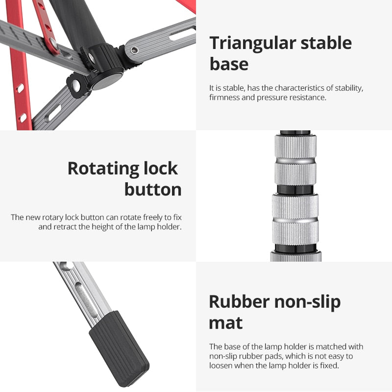 Carbon Fiber Bracket Camera Tripod With 1/4 Screw Head Light Stand for LED Video Light Studio Softbox Flash Umbrellas Reflector