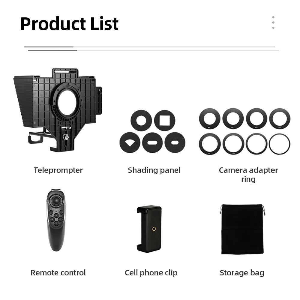 Teleprompter for 12 inch iPad Mini Tablet Phones Prompting Prompter Reader for Mobile DSLR Camera Live Recording