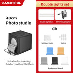 AMBITFUL 40cm 60cm 80cm LED Photo Studio LightBox Adjustable Brightness Luces Led Light Softbox with 5 Color Background Paper