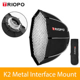 Triopo K2 55cm 65cm 90cm 120cm Quickly Release Bowens Mount Octagon Softbox + Honeycomb Grid Outdoor Soft Box for Flash