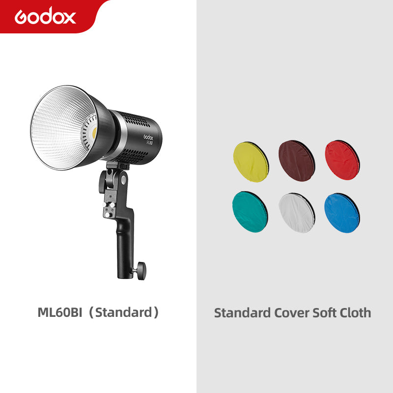 Godox ML60Bi ML60 Bi 60W Bi-Color LED Light Silent Mode Portable Brightness Adjustment Support Li-ion Outdoor LED Light