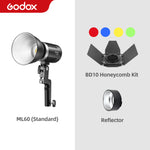 Godox ML60 60W LED Light Silent Mode Portable Brightness Adjustment Support Li-ion with AC Power Supply Outdoor LED Light