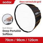 Godox QR-P70 70CM QR-P90 90CM QR-P120 120CM Quickly Release Parabolic Deep Softbox +Honeycomb Grid for Bowens Mount Studio Flash