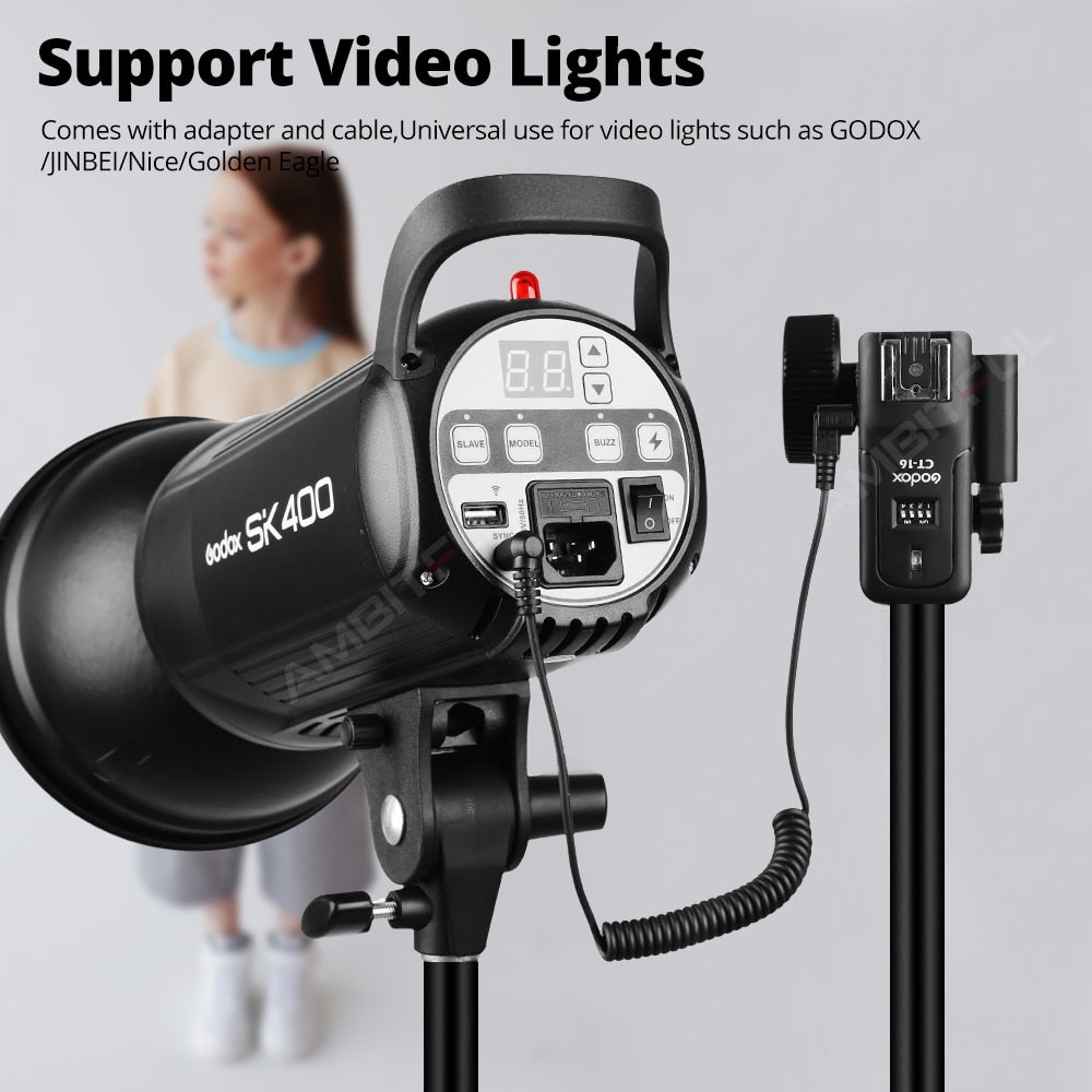 Godox CT-16 16 Channels Wireless Radio Flash Trigger Transmitter + 2x Receiver Set for Canon Nikon Pentax Studio Speedlite Flash