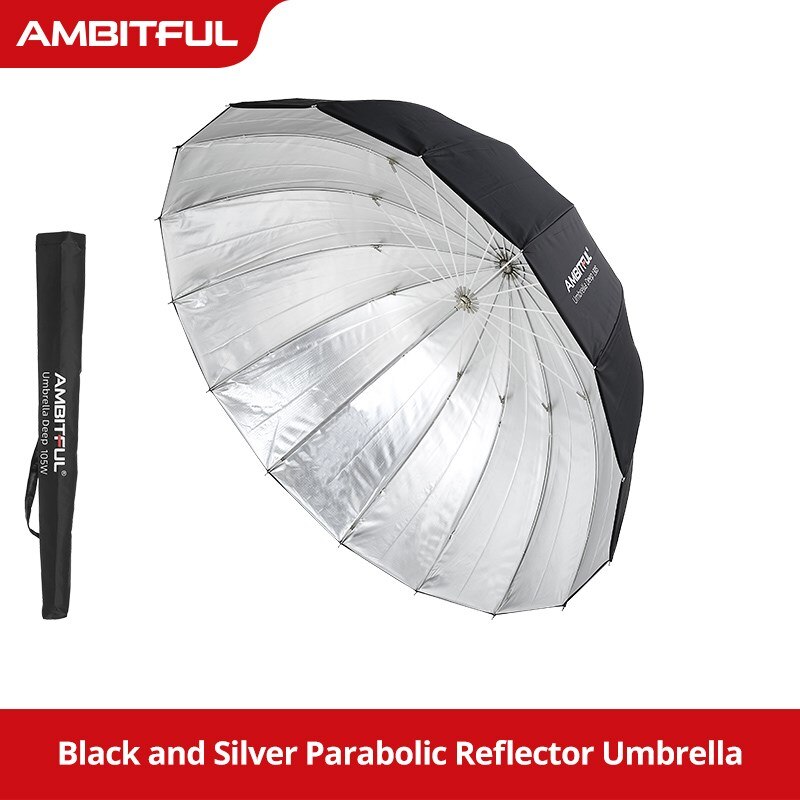 AMBITFUL 105cm 130cm 160cm Deep Parabolic Black Silver White Reflective Umbrella Studio Light Umbrella Diffuser Cover Cloth