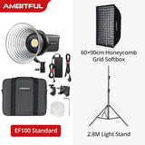 AMBITFUL EF100 COB LED Video Light 5600K CRI 95+ TLCI 95+ LED Continuous Light Bowens Mount Built-in APP Adjust Brightness