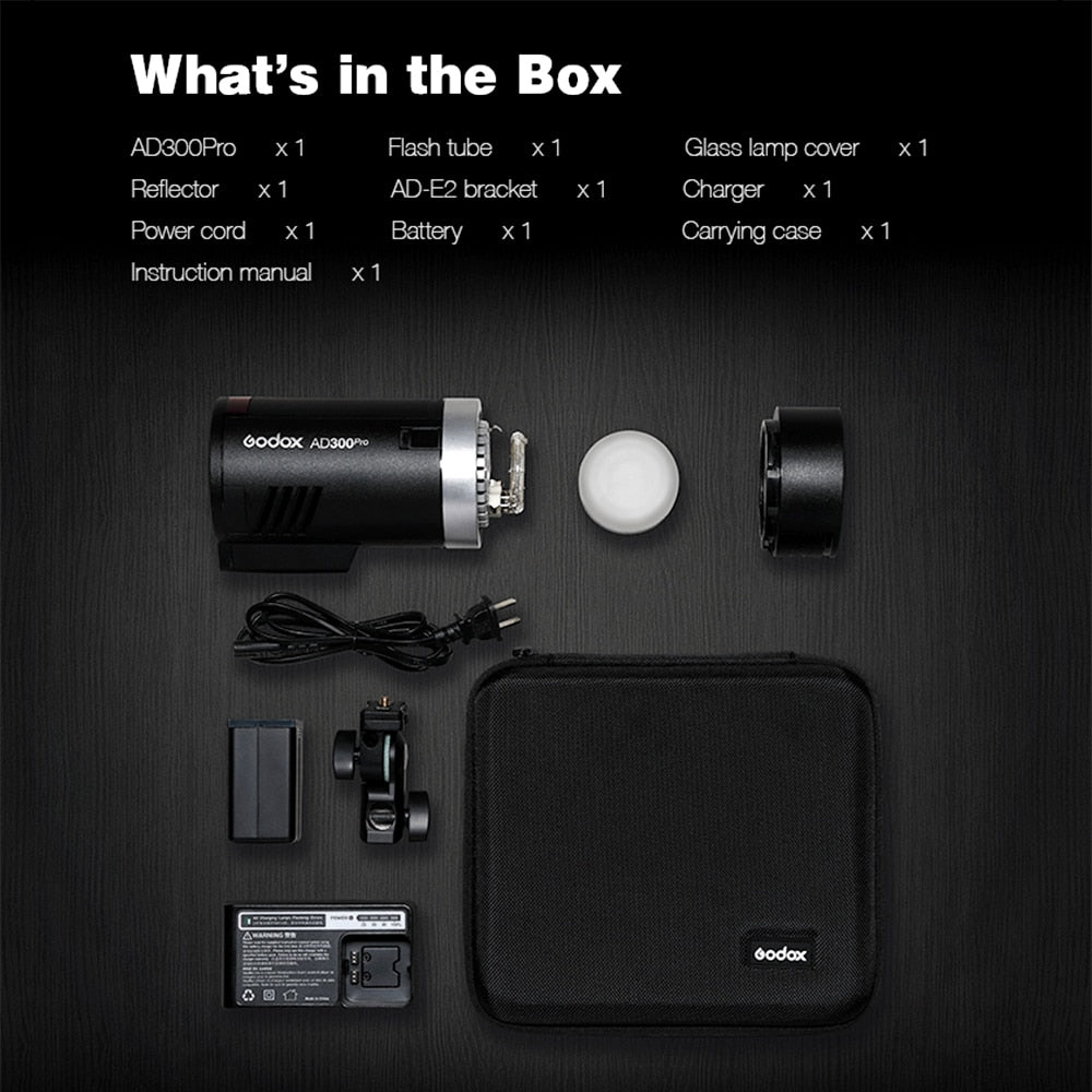 Godox 300Ws TTL 2.4G 1/8000 HSS AD300Pro Outdoor Flash Light with Battery for Canon Nikon Sony Fuji Olympus Pentax