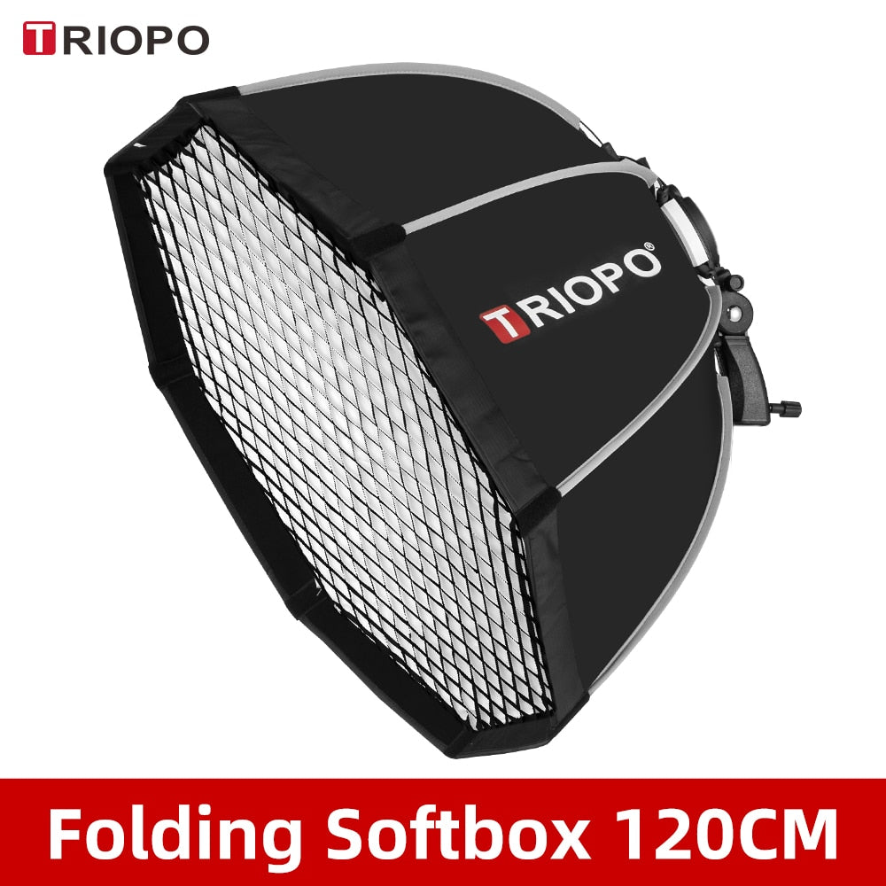 TRIOPO 55cm 65cm 90cm 120cm Foldable Octagon Softbox Bracket Mount Soft box Handle for Godox Yongnuo Speedlite Flash Light