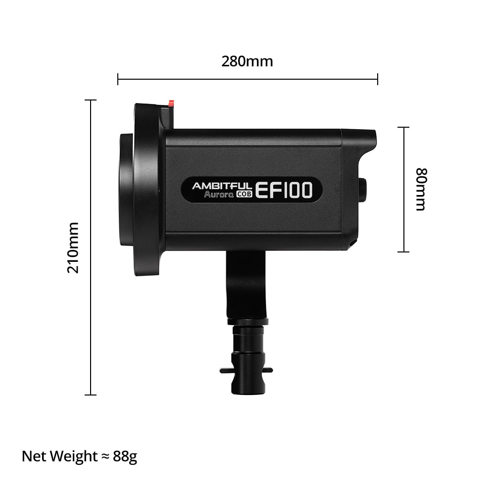AMBITFUL EF100 COB LED Video Light 5600K CRI 95+ TLCI 95+ LED Continuous Light Bowens Mount Built-in APP Adjust Brightness