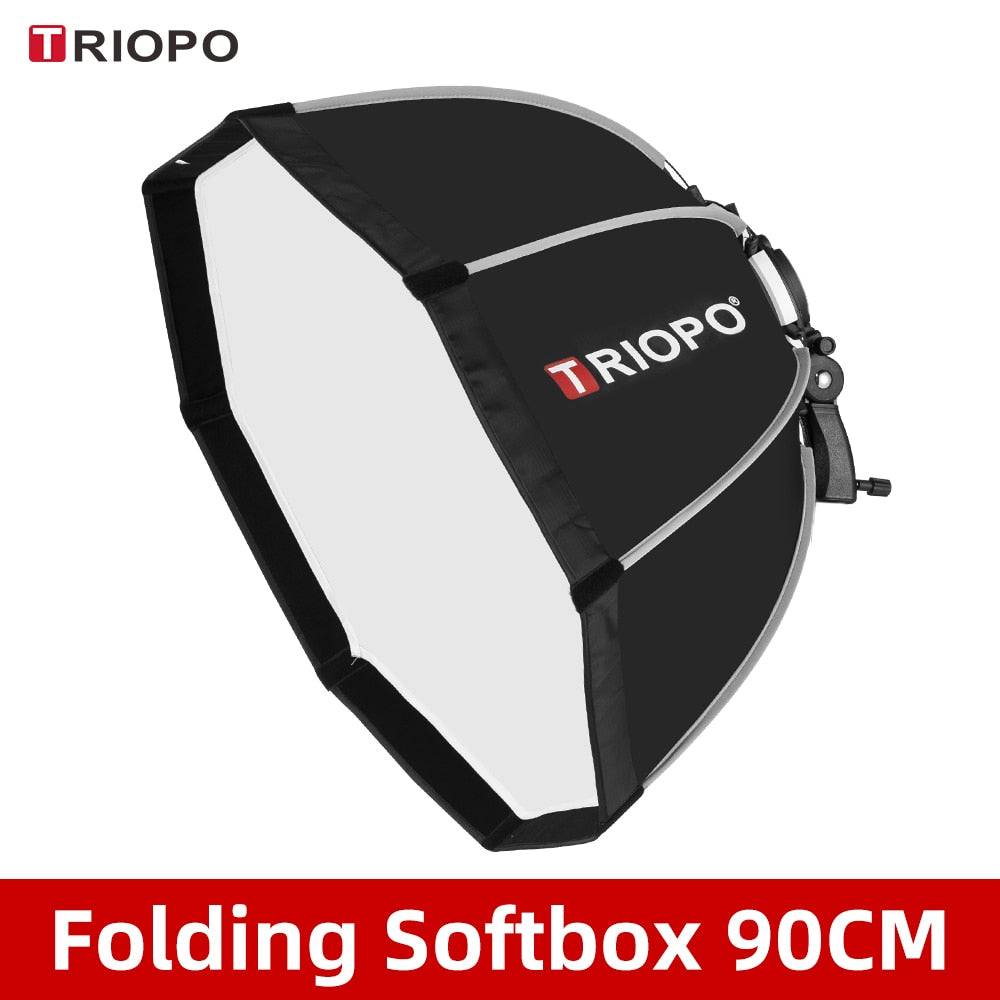 TRIOPO 55cm 65cm 90cm 120cm Foldable Octagon Softbox Bracket Mount Soft box Handle for Godox Yongnuo Speedlite Flash Light