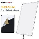 90 x 120cm 35in x  47in Sun Scrim Large 5in1 Black Silver Gold White Diffuser Reflector Aluminum Alloy Frame for Photography