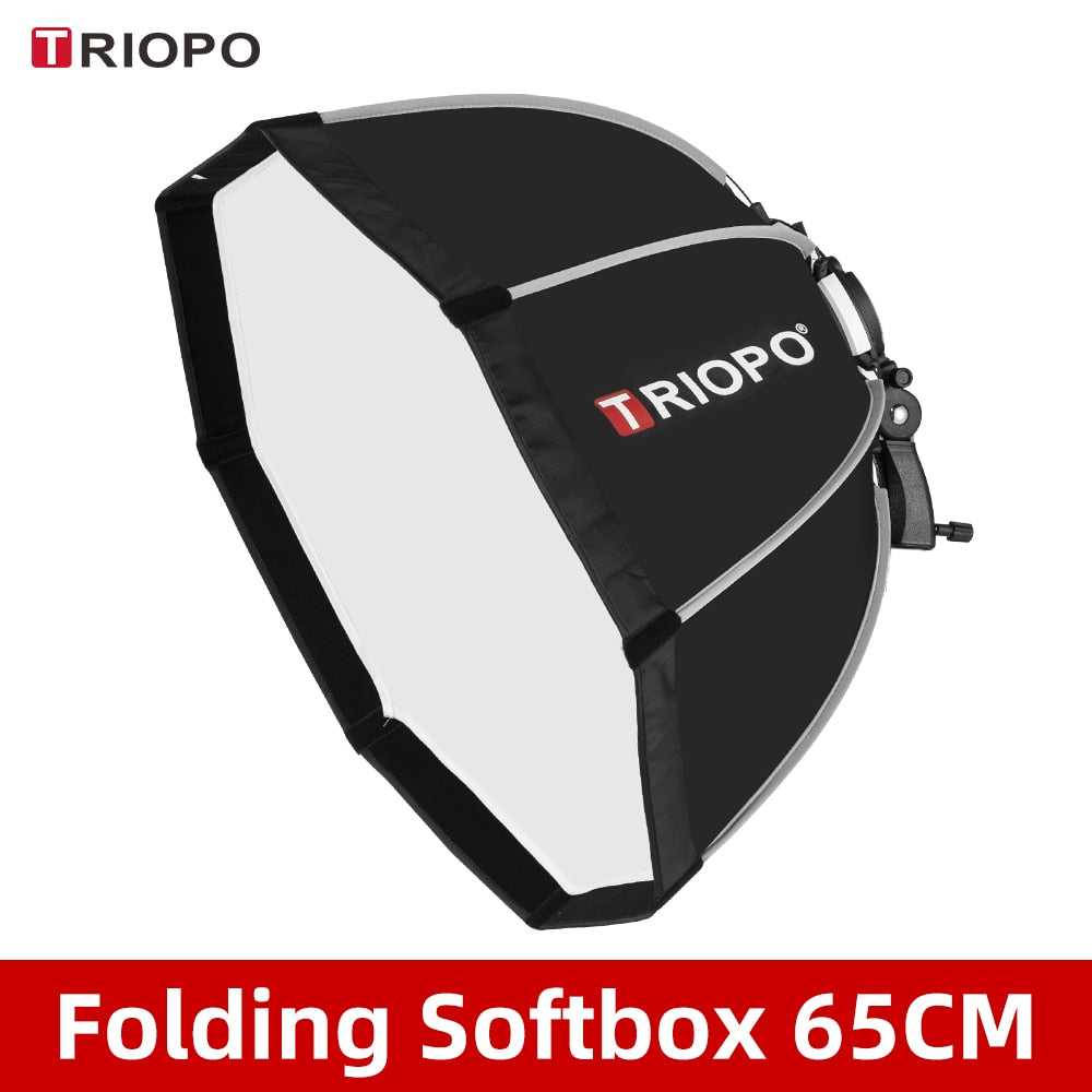 TRIOPO 55cm 65cm 90cm 120cm Foldable Octagon Softbox Bracket Mount Soft box Handle for Godox Yongnuo Speedlite Flash Light