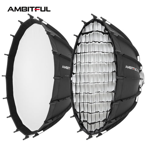 Ambitful 60cm 23.6'' Studio Silver Wide Angle Beauty Dish Honeycomb Grid Bowens Mount for Godox SK400II QT600II SL200II VL300