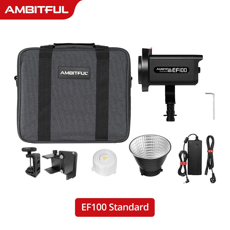 AMBITFUL EF100 COB LED Video Light 5600K CRI 95+ TLCI 95+ LED Continuous Light Bowens Mount Built-in APP Adjust Brightness