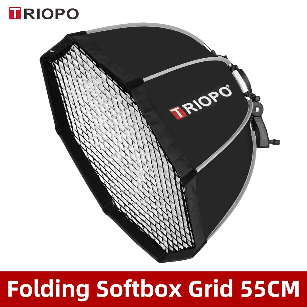 TRIOPO 55cm 65cm 90cm 120cm Foldable Octagon Softbox Bracket Mount Soft box Handle for Godox Yongnuo Speedlite Flash Light