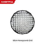 Ambitful 60cm 23.6'' Studio Silver Wide Angle Beauty Dish Honeycomb Grid Bowens Mount for Godox SK400II QT600II SL200II VL300
