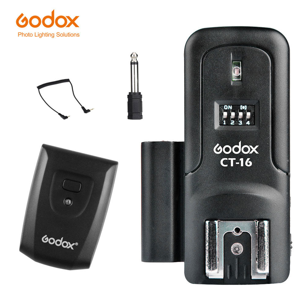 Godox CT-16 16 Channels Wireless Radio Flash Trigger Transmitter + 2x Receiver Set for Canon Nikon Pentax Studio Speedlite Flash