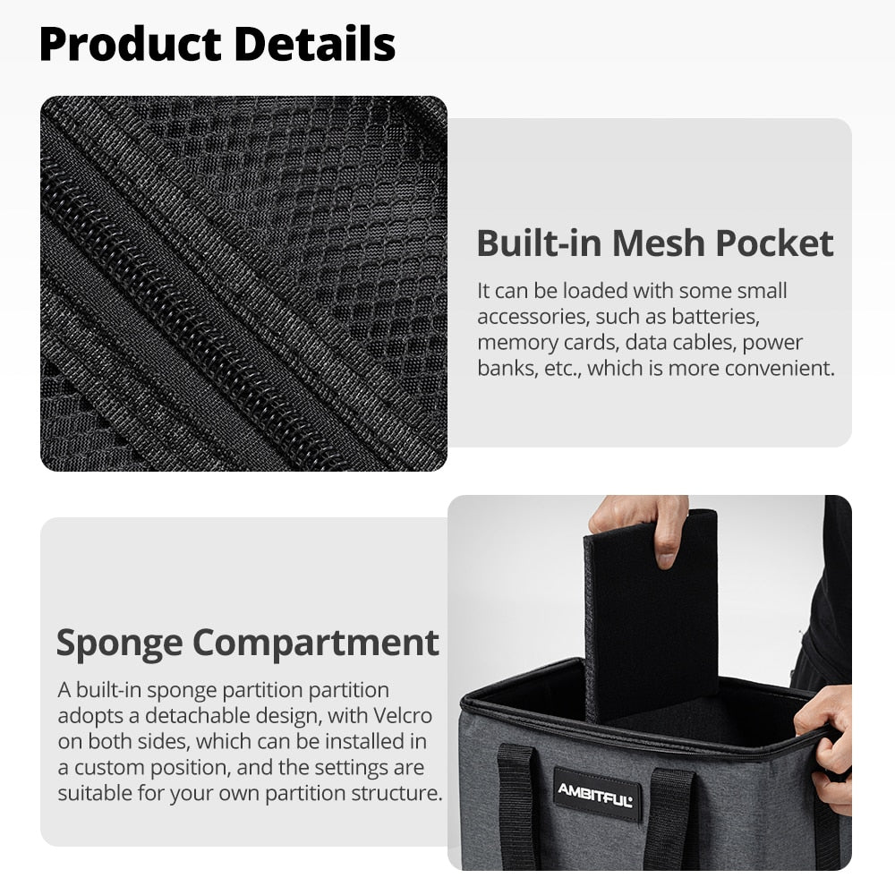 Ambitful PB18 Shoulder Straps Portable Carry Bag Studio Flash Light Video Camera Bag for Outdoor Photography Photo Video