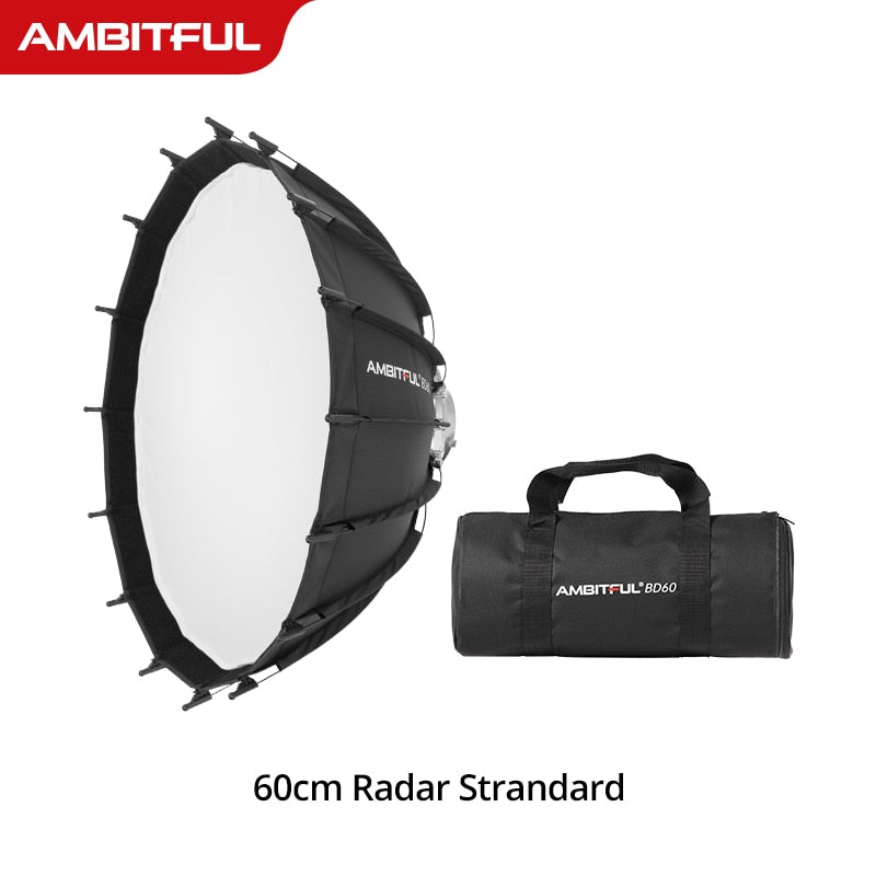 Ambitful 60cm 23.6'' Studio Silver Wide Angle Beauty Dish Honeycomb Grid Bowens Mount for Godox SK400II QT600II SL200II VL300