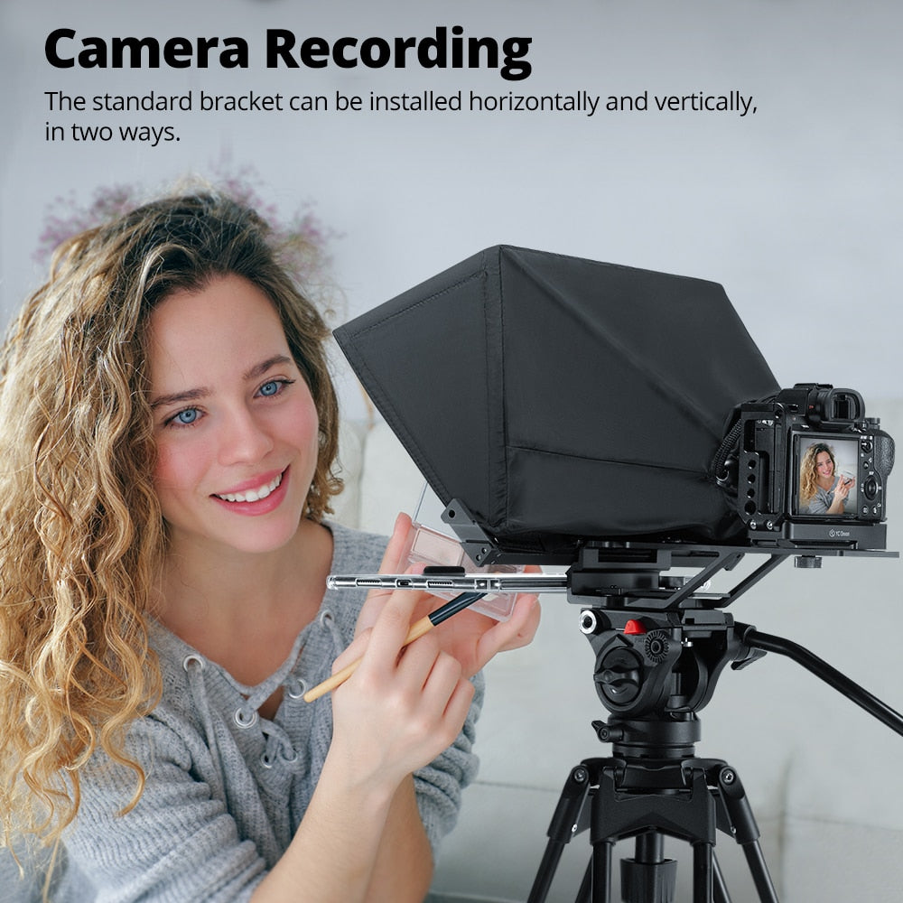 Ambitful T14 Teleprompter Big Screen Prompter Professional Interview Foldable for Smartphone DSLR Camera Live Video Recording