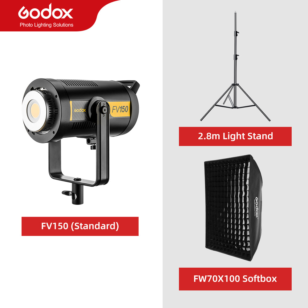 Godox FV150 150W FV200 200W High Speed Sync Flash LED Light with Built-in 2.4G Wireless Receiver + Remote Control