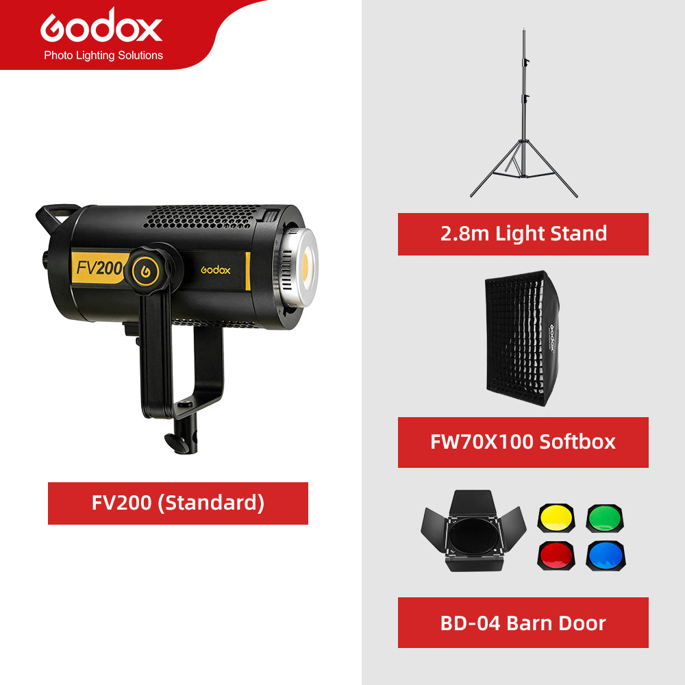 Godox FV150 150W FV200 200W High Speed Sync Flash LED Light with Built-in 2.4G Wireless Receiver + Remote Control